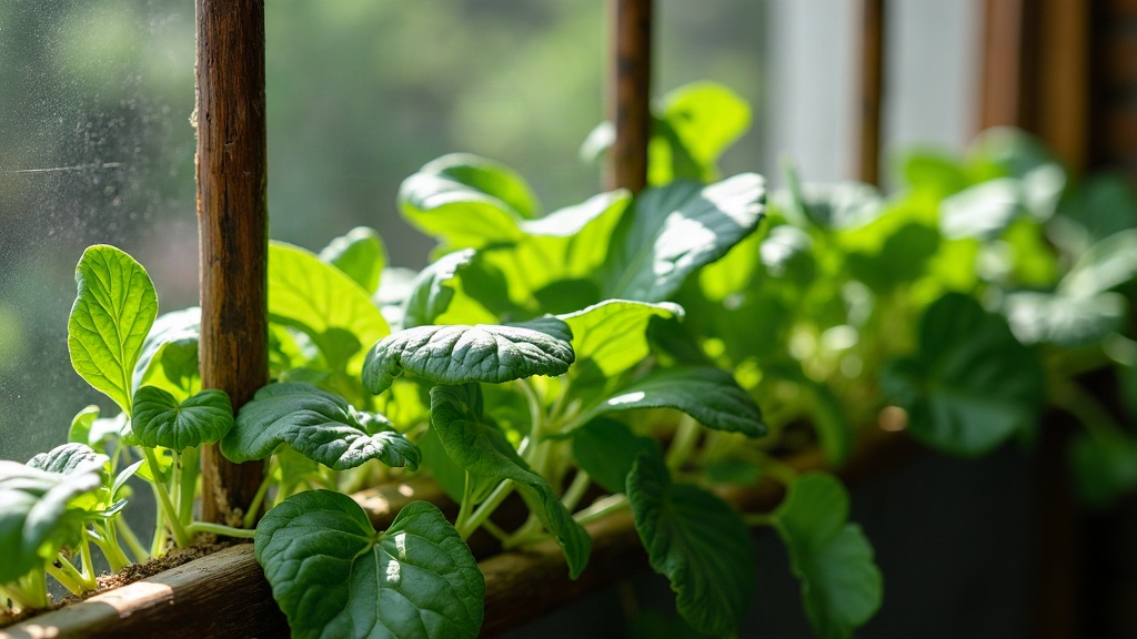 Growing Malabar Spinach on a Sunny Balcony Trellis in Summer